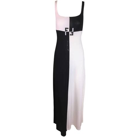 fendi white and black dress|Fendi ruffle patch dress.